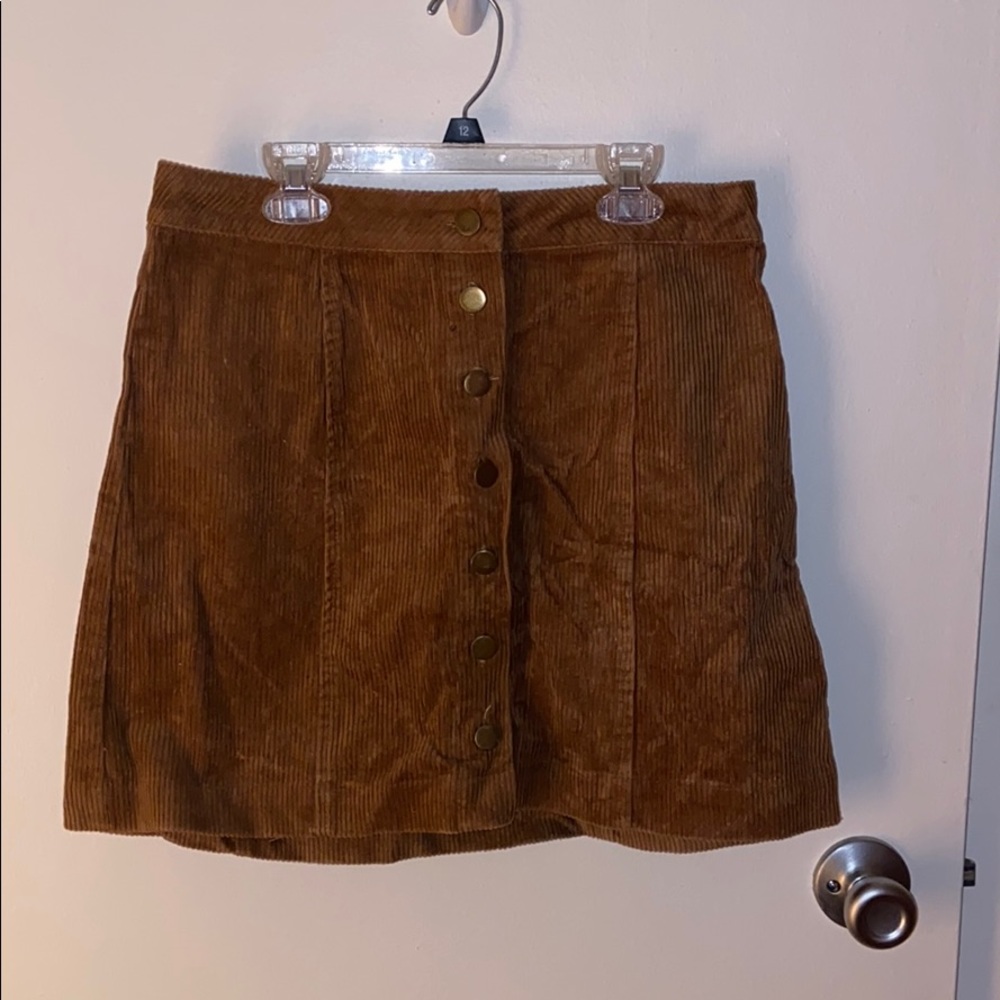 Corduroyed button down skirt